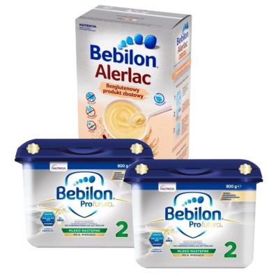 Bebilon Profutura 2 Mleko nastpne po 6. miesicu + Alerlac Bezglutenowy produkt zboowy po 4 miesicu Zestaw 2 x 800 g + 400 g