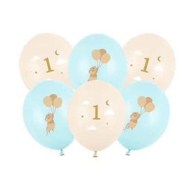 PartyDeco Balony 30 Myszki z cyferk� 1 Light Blue A6 85494