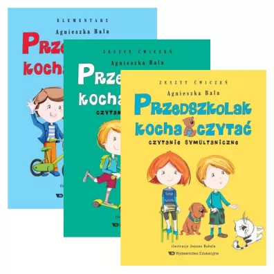 Pakiet Przedszkolak kocha czyta�: Elementarz, Zeszyt �wicze�. Czytanie sekwencyjne, Zeszyt �wicze�. Czytanie symultaniczne - Agnieszka Bala