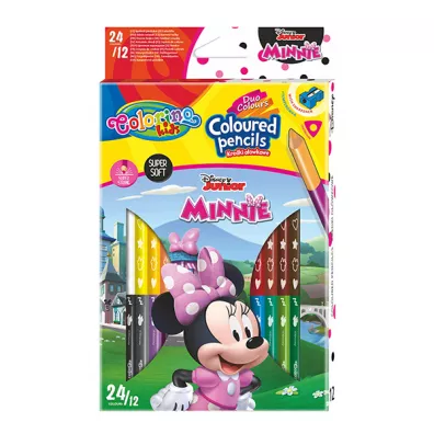 Patio Kredki owkowe trjktne Colorino Kids + temperwka Minnie 24 kolorw 12 szt.