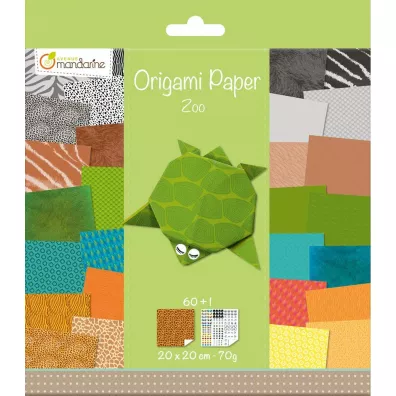 Avenue Mandarine Papier origami Zoo 20x20 cm, 60 arkuszy