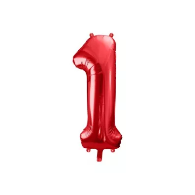 PartyDeco Balon foliowy 1 czerwony 86cm