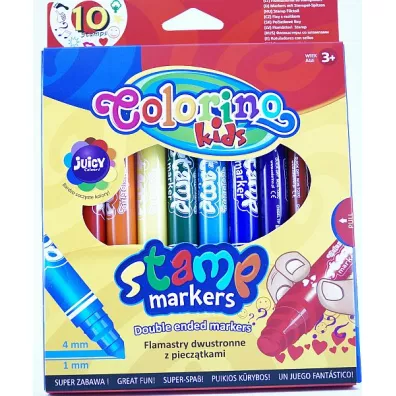 Patio Flamastry dwustronne z piecz�tkami 10 kol Colorino Kids 10 szt.