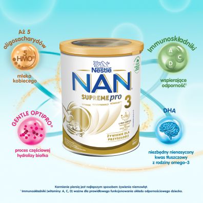 Nestle Nan Supreme Pro 3 HM-O Mleko modyfikowane junior dla dzieci po 1. roku 800 g