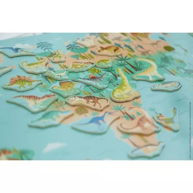 Ukadanka drewniana magnetyczna Mapa wiata z 50 magnesami Dinozaury 7+ Janod