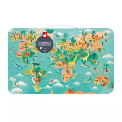 Ukadanka drewniana magnetyczna Mapa wiata z 50 magnesami Dinozaury 7+ Janod
