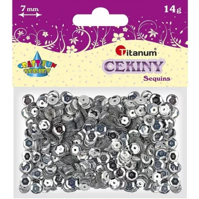Titanum Cekiny metaliczne srebrne 7mm, 14g