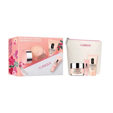 Clinique Zestaw Day And Night Moisture �el - krem do twarzy + nawil�aj�ca maska na noc + serum do twarzy 50 ml + 30 ml + 5 ml
