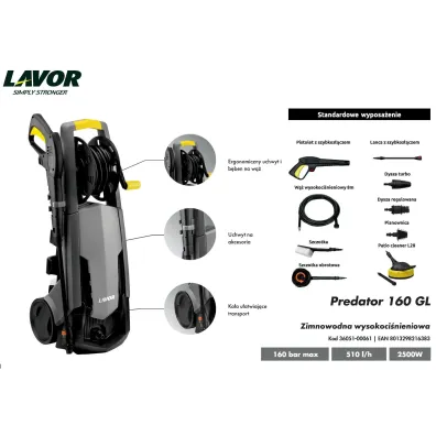 Lavor Myjka ci�nieniowa predator 160/2500w/160bar + patio