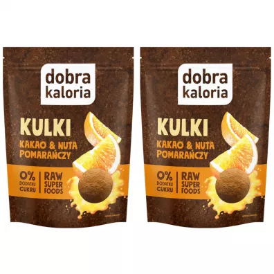 Dobra Kaloria Kulki Mocy kakao i nuta pomaraczy Zestaw 2 x 65 g