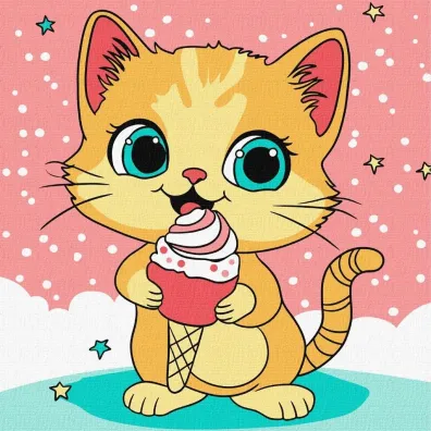 Malowanie po numerach - Malinowe lody Kids 25x25cm Ideyka