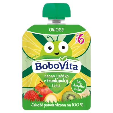BoboVita Mus banan i jab�ko z truskawk� i kiwi po 6 miesi�cu 80 g