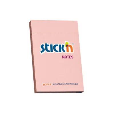 Stickn Notes samoprzylepny r�owy pastel 76x51mm 100 kartek
