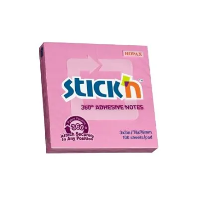 Stickn Notes samoprzylepny 76x76mm 360 stopni rowy 100 kartek