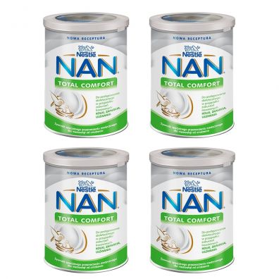 Nestle Nan Expert Total Comfort dla niemowlt w przypadku zaburze trawiennych kolki, zaparcia, ulewania od urodzenia Zestaw 4 x 400 g