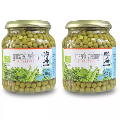 Bio Kontynenty Groszek zielony w zalewie (s�oik) Zestaw 2 x 350 g Bio