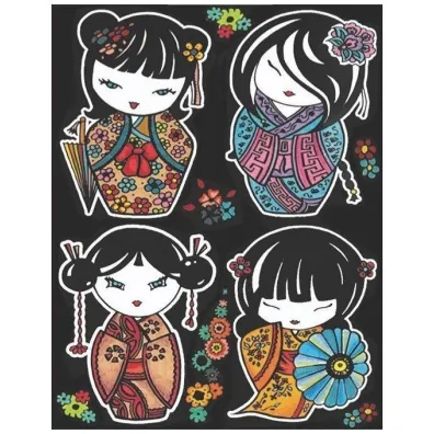 Kolorowanka Welwetowa A4 Laleczki Kokeshi
