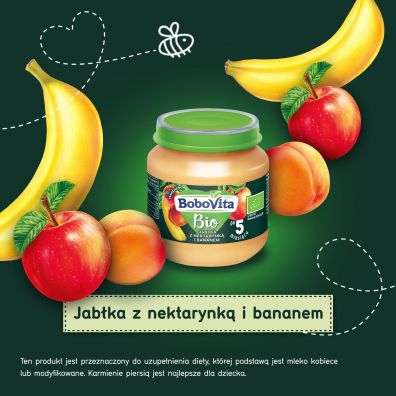 BoboVita Przecier owocowy Jabka z nektarynk i bananem po 5. miesicu 125 g Bio