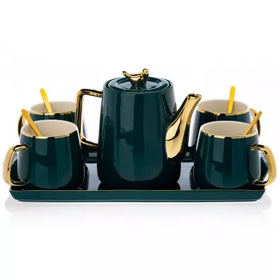 HowHomely Serwis kawowy Noah Green Gold