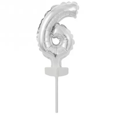 Amscan Balon foliowy mini cyfra 6 srebrna 7x12cm