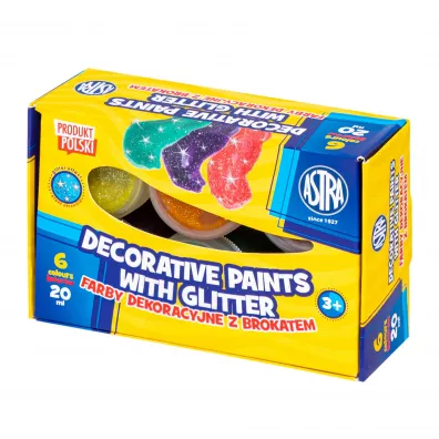 Astra Farby dekoracyjne brokatowe 6x20ml