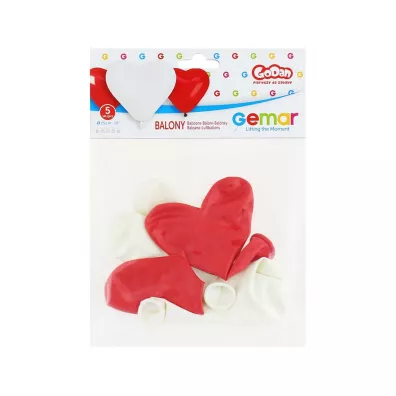 Gemar Balony Premium Serca bia�e i czerwone 5 szt.