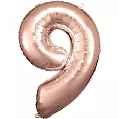 Amscan Balon foliowy cyfra 9 r�owe z�oto 60x86cm