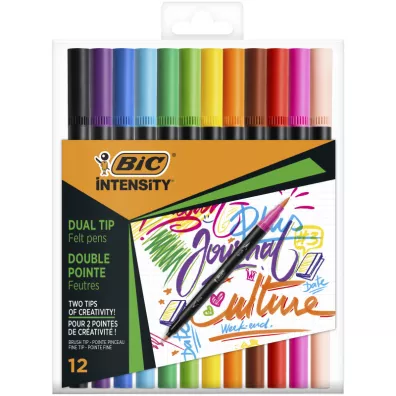 Bic Pisak dwustronny Intensity Dual Tip mix etui 12 szt.