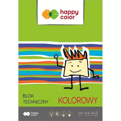 Blok techniczny kolorowy A4 Happy Color 170g 20 szt.