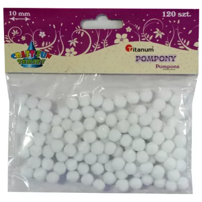 Titanum Pompony poliestrowe bia�y 10mm