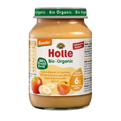 Holle Jab�ko - banan - morela bezglutenowe od 6 miesi�ca Demeter 190 g Bio
