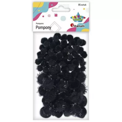 Titanum Pompony akrylowe i brokatowe czarne 85 szt.