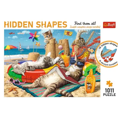 Puzzle Hidden Shapes 1011 el. Kocie wakacje Trefl