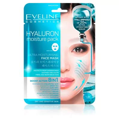 Eveline Cosmetics Hyaluron Moisture Pack ultranawil�aj�ca maska z kwasem hialuronowym na tkaninie 20 ml
