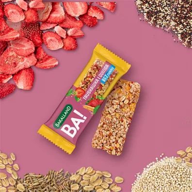 Bakalland Ba! Baton 5 zb Truskawka i Quinoa bez dodatku cukru 30 g