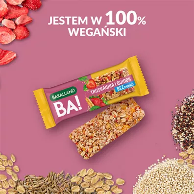 Bakalland Ba! Baton 5 zb Truskawka i Quinoa bez dodatku cukru 30 g