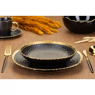 HowHomely Komplet 8 talerzy Kati Black Gold