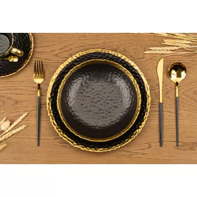 HowHomely Komplet 8 talerzy Kati Black Gold