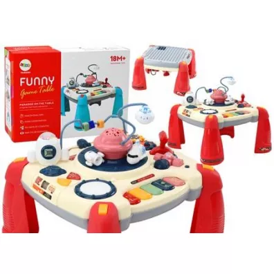 LeanToys Stolik edukacyjny interaktywny pianinko czerwone