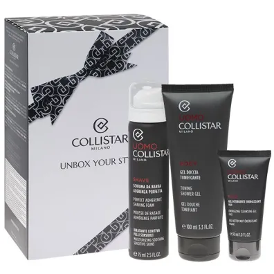 Collistar Zestaw Uomo Pianka do golenia + �el pod prysznic + �el oczyszczaj�cy do twarzy 75 ml + 100 ml + 30 ml