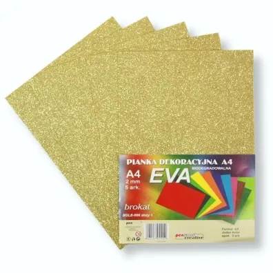 Penword Pianka brokatowa A4 Eva z�ota biodegradowalna 5 szt.