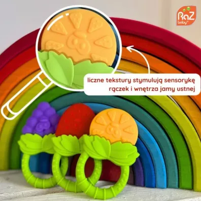 RazBaby Gryzaki Owoce bezpieczne gryzaki silikonowe dla niemowl�t i dzieci na z�bkowanie