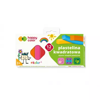 Happy Color Plastelina szkolna kwadratowa, 12 kolorw 12 szt.
