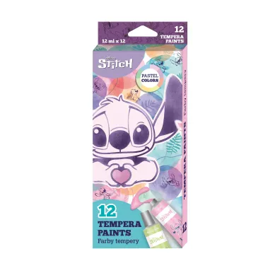 Coolpack, Farby tempera w tubie 12 ml Disney Fashion - Stitch pastel, 12 kol (91965PTR)