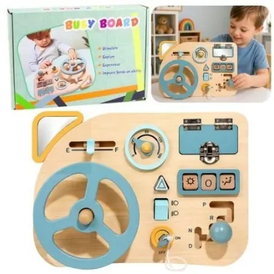 Tablica manipulacyjna sensoryczna drewniana LeanToys