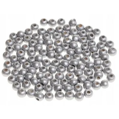 Brewis Koraliki drewniane do nawlekania srebrne 8mm