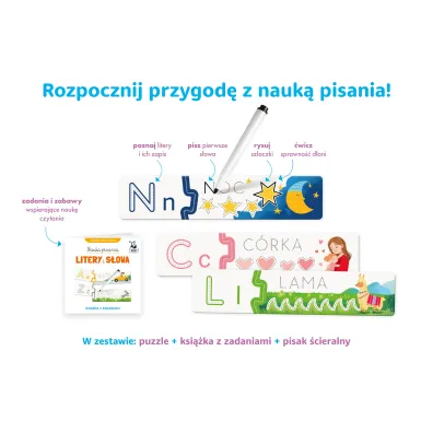 Nauka pisania. Litery i s�owa. Ksi��ka + puzzle do pisania 3+ Kapitan Nauka