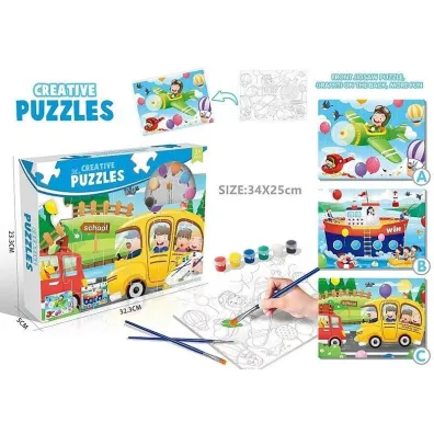 Puzzle do kolorowania 89el z farbami Adar