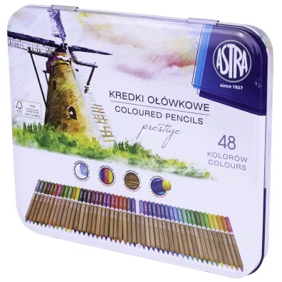 Astra Kredki o��wkowe w metalowym pude�ku Prestige 48 szt.