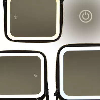 Kosmetyczka organizer na kosmetyki bi�uteri� kuferek z lusterkiem LED czarny